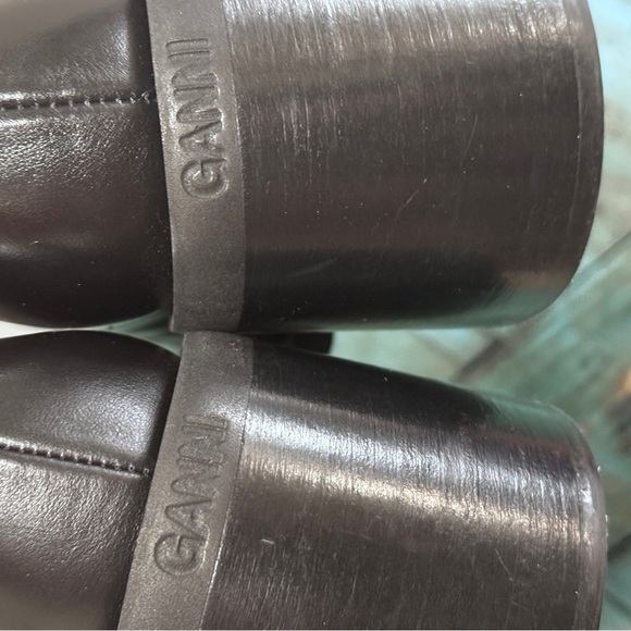 Ganni Embellished Leather Mary Jane Pumps Square Toe Chunky Size 38 = Size 8 - Picture 8 of 15